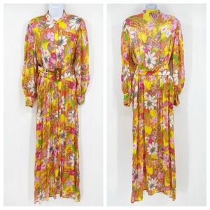 Hemant & Nandita Misaki Maxi Dress Mellow Yellow Boho Resort Chic S